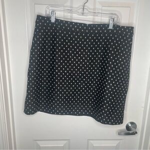 Boden 100% Wool British Tweed by Mallalieus Black White Polka Dot Mini Skirt 14R